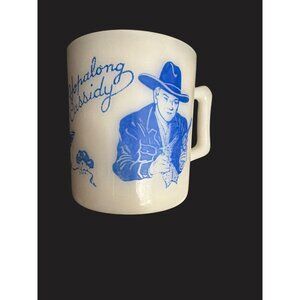 Hopalong Cassidy Milk Glass Mug Cowboy Western Theme